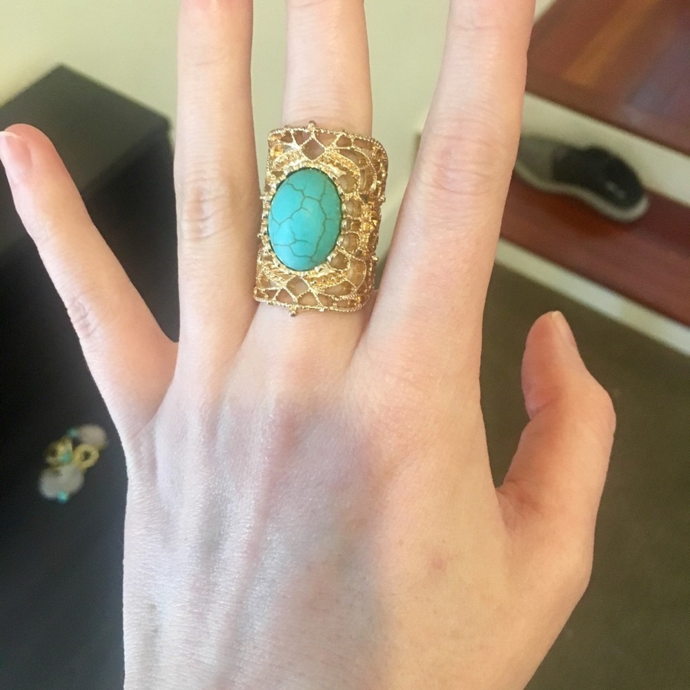 Turquoise and Gold Ring